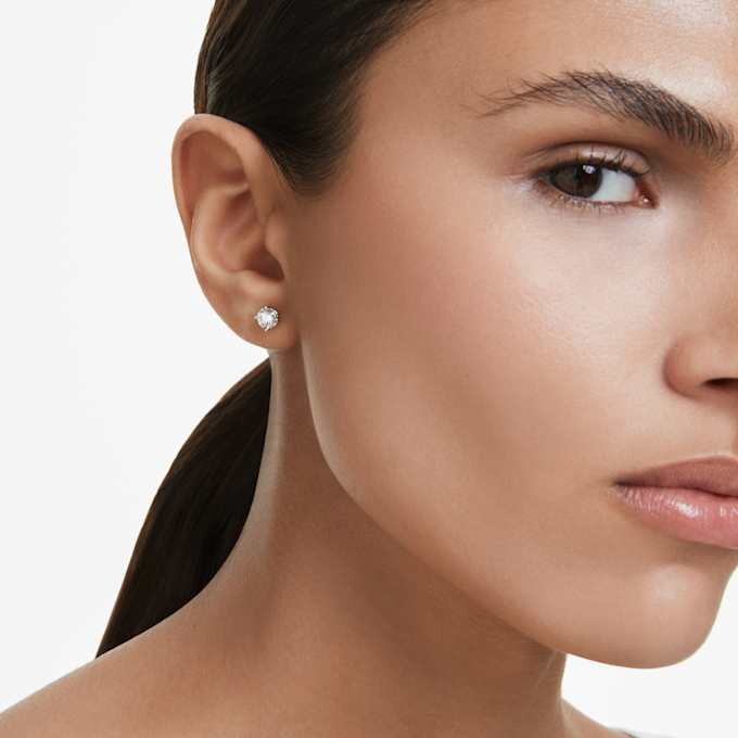 Pendientes de botón Eternity con diamantes cultivados en laboratorio, 0,5 Ct en total, individuales, forma redonda, oro blanco de 14K Pendientes de botón Eternity con diamantes cultivados en laboratorio, 0,5 Ct en total, individuales, forma redonda, oro blanco de 14K