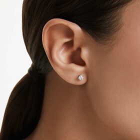 Pendientes de botón Eternity con diamantes cultivados en laboratorio, 0,52 ct en total, forma redonda, plata esterlina