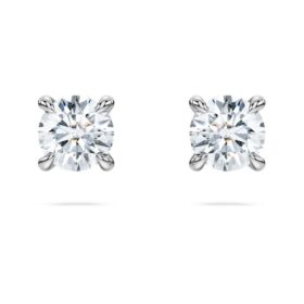 Pendientes de botón Eternity con diamantes cultivados en laboratorio, 0,52 ct en total, forma redonda, plata esterlina