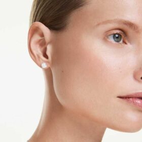Pendientes de botón Eternity con diamantes cultivados en laboratorio, 2.0 Ct Tw, forma redonda, oro blanco de 14K