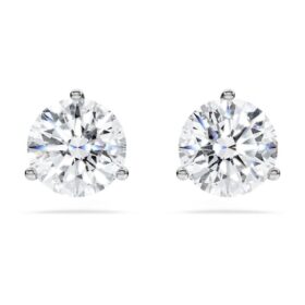 Pendientes de botón Eternity con diamantes cultivados en laboratorio, 2.0 Ct Tw, forma redonda, oro blanco de 14K