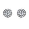 Pendientes de botón Eternity Halo con diamantes cultivados en laboratorio de 0,45 ct en total, forma redonda, plata esterlina Pendientes de botón Eternity Halo con diamantes cultivados en laboratorio de 0,45 ct en total, forma redonda, plata esterlina