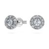 Pendientes de botón Eternity Halo con diamantes cultivados en laboratorio de 0,45 ct en total, forma redonda, plata esterlina Pendientes de botón Eternity Halo con diamantes cultivados en laboratorio de 0,45 ct en total, forma redonda, plata esterlina