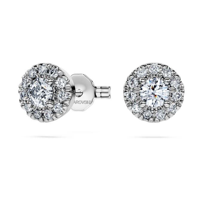 Pendientes de botón Eternity Halo con diamantes cultivados en laboratorio de 0,45 ct en total, forma redonda, plata esterlina Pendientes de botón Eternity Halo con diamantes cultivados en laboratorio de 0,45 ct en total, forma redonda, plata esterlina