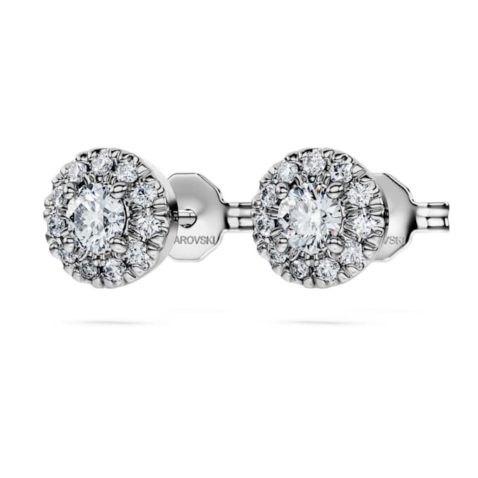 Pendientes de botón Eternity Halo con diamantes cultivados en laboratorio de 0,45 ct en total, forma redonda, plata esterlina Pendientes de botón Eternity Halo con diamantes cultivados en laboratorio de 0,45 ct en total, forma redonda, plata esterlina