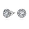 Pendientes de botón Eternity Halo con diamantes cultivados en laboratorio de 0,75 ct en total, forma redonda, oro blanco de 14K Pendientes de botón Eternity Halo con diamantes cultivados en laboratorio de 0,75 ct en total, forma redonda, oro blanco de 14K