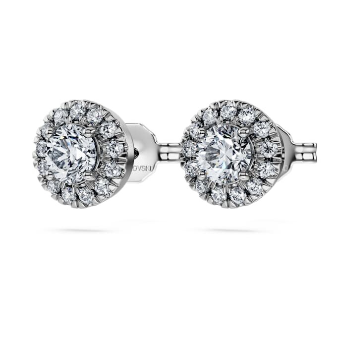 Pendientes de botón Eternity Halo con diamantes cultivados en laboratorio de 0,75 ct en total, forma redonda, oro blanco de 14K Pendientes de botón Eternity Halo con diamantes cultivados en laboratorio de 0,75 ct en total, forma redonda, oro blanco de 14K