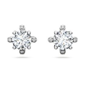 Pendientes de botón Galaxy con diamantes cultivados en laboratorio, 2.1 Ct Tw, forma redonda, oro blanco de 14K