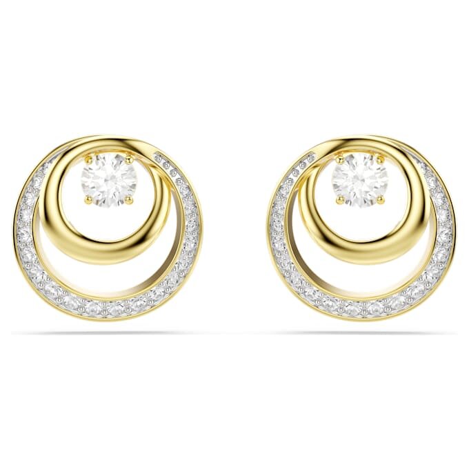 Pendientes de botón Hyperbola, corte redondo, blancos, chapados en tono dorado Pendientes de botón Hyperbola, corte redondo, blancos, chapados en tono dorado