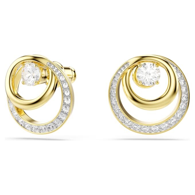 Pendientes de botón Hyperbola, corte redondo, blancos, chapados en tono dorado Pendientes de botón Hyperbola, corte redondo, blancos, chapados en tono dorado