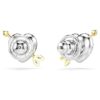 Pendientes de botón Idyllia con cortes variados, corazón con flecha, blanco, acabado de metales mixtos