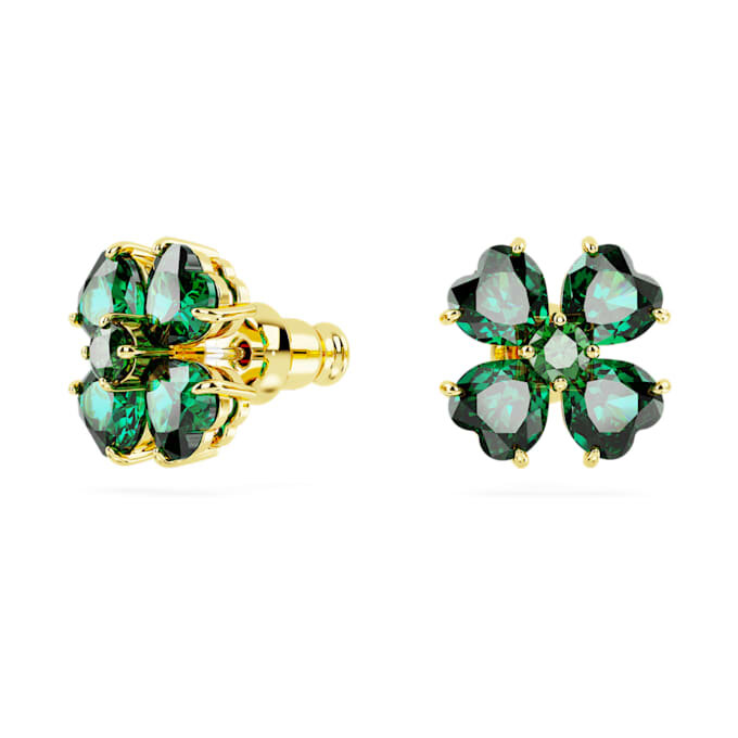 Pendientes de botón Idyllia «Trébol», verde, chapado en tono dorado Pendientes de botón Idyllia «Trébol», verde, chapado en tono dorado