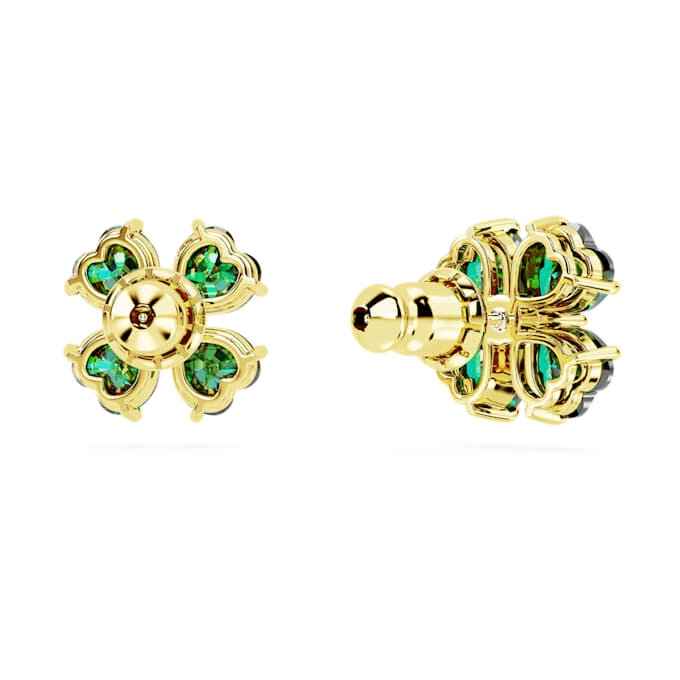 Pendientes de botón Idyllia «Trébol», verde, chapado en tono dorado Pendientes de botón Idyllia «Trébol», verde, chapado en tono dorado