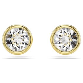 Pendientes de botón Imber, corte redondo, blancos, chapados en tono dorado