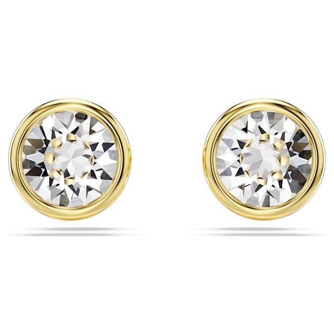 Pendientes de botón Imber, corte redondo, blancos, chapados en tono dorado Pendientes de botón Imber, corte redondo, blancos, chapados en tono dorado