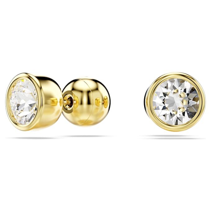 Pendientes de botón Imber, corte redondo, blancos, chapados en tono dorado Pendientes de botón Imber, corte redondo, blancos, chapados en tono dorado