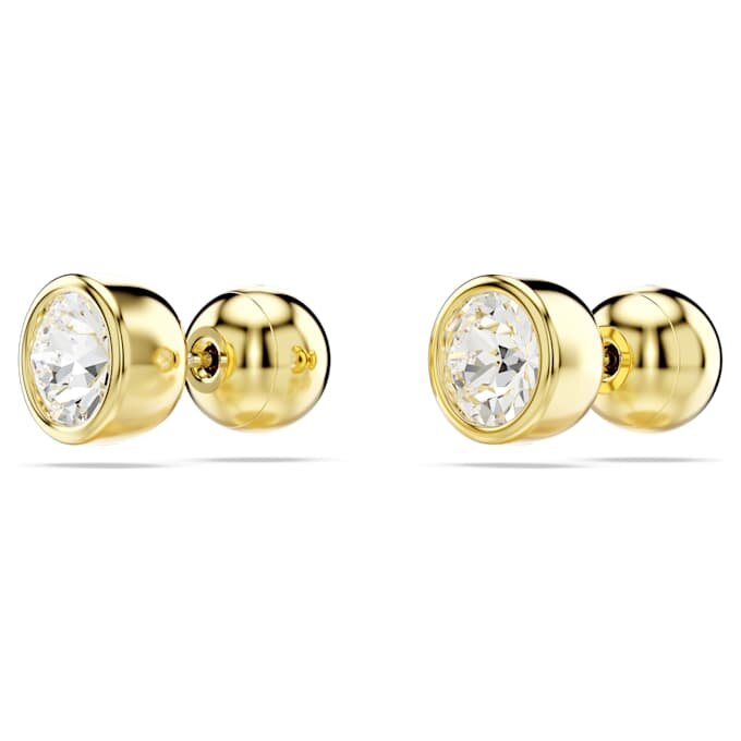 Pendientes de botón Imber, corte redondo, blancos, chapados en tono dorado Pendientes de botón Imber, corte redondo, blancos, chapados en tono dorado