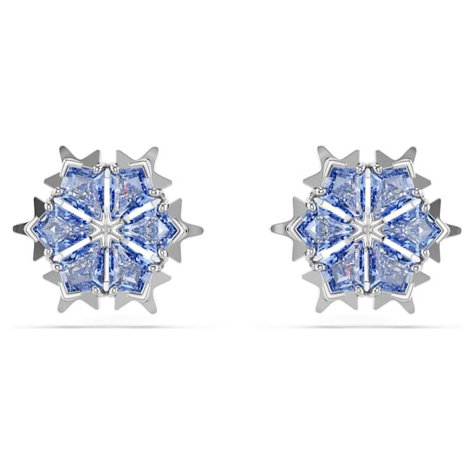 Pendientes de botón «Magic» con copo de nieve, azul, chapados en rodio Pendientes de botón «Magic» con copo de nieve, azul, chapados en rodio