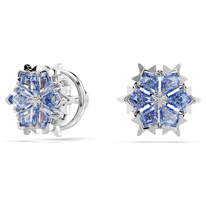 Pendientes de botón «Magic» con copo de nieve, azul, chapados en rodio Pendientes de botón «Magic» con copo de nieve, azul, chapados en rodio