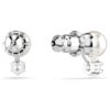 Pendientes de botón Matrix con perla de cristal, corte redondo, blancos, chapados en rodio Pendientes de botón Matrix con perla de cristal, corte redondo, blancos, chapados en rodio