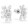 Pendientes de botón Mesmera con cortes mixtos, flor, blancos, chapados en rodio Pendientes de botón Mesmera con cortes mixtos, flor, blancos, chapados en rodio