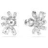 Pendientes de botón Mesmera con cortes mixtos, flor, blancos, chapados en rodio Pendientes de botón Mesmera con cortes mixtos, flor, blancos, chapados en rodio