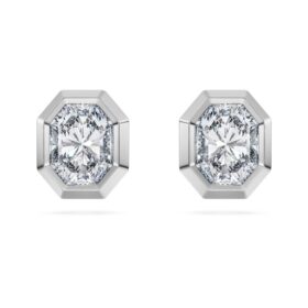 Pendientes de botón octogonales con diamantes cultivados en laboratorio de 1.0 Ct Tw, forma octogonal, oro blanco de 14K