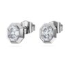 Pendientes de botón octogonales con diamantes cultivados en laboratorio de 1.0 Ct Tw, forma octogonal, oro blanco de 14K Pendientes de botón octogonales con diamantes cultivados en laboratorio de 1.0 Ct Tw, forma octogonal, oro blanco de 14K