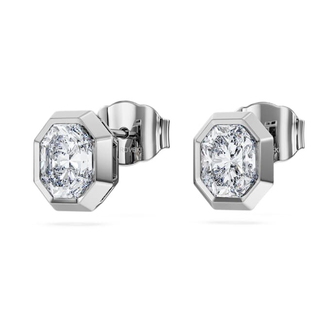 Pendientes de botón octogonales con diamantes cultivados en laboratorio de 1.0 Ct Tw, forma octogonal, oro blanco de 14K Pendientes de botón octogonales con diamantes cultivados en laboratorio de 1.0 Ct Tw, forma octogonal, oro blanco de 14K