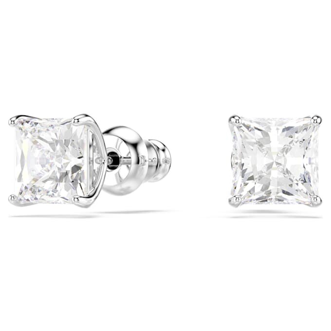 Pendientes de botón Stilla Attract, corte cuadrado, blancos, chapados en rodio Pendientes de botón Stilla Attract, corte cuadrado, blancos, chapados en rodio