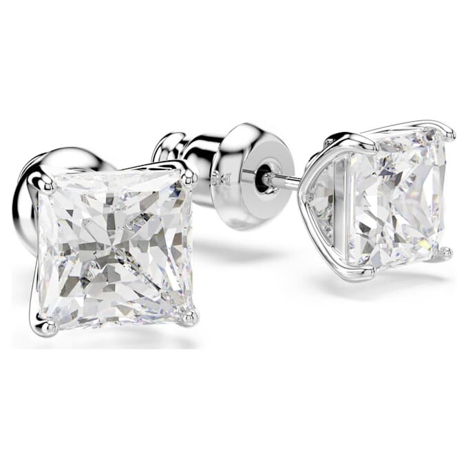 Pendientes de botón Stilla Attract, corte cuadrado, blancos, chapados en rodio Pendientes de botón Stilla Attract, corte cuadrado, blancos, chapados en rodio