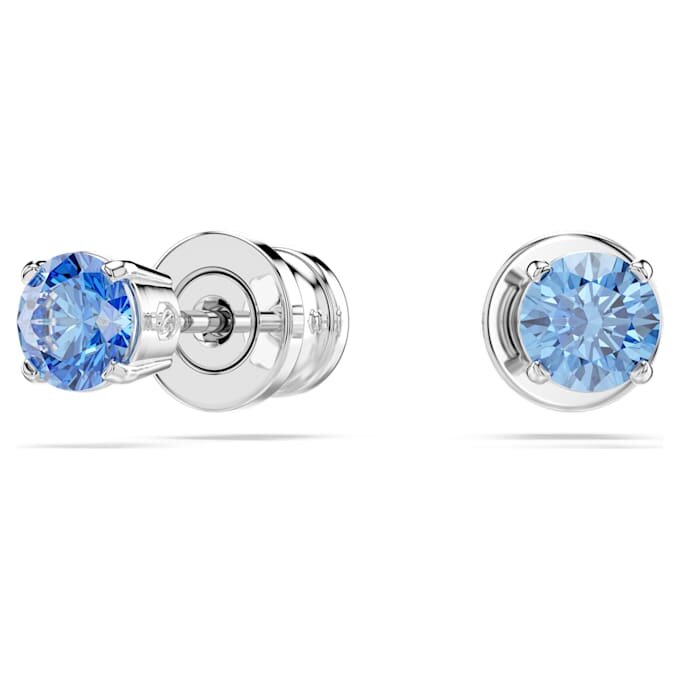 Pendientes de botón Stilla Attract, corte redondo, azules, chapados en rodio Pendientes de botón Stilla Attract, corte redondo, azules, chapados en rodio