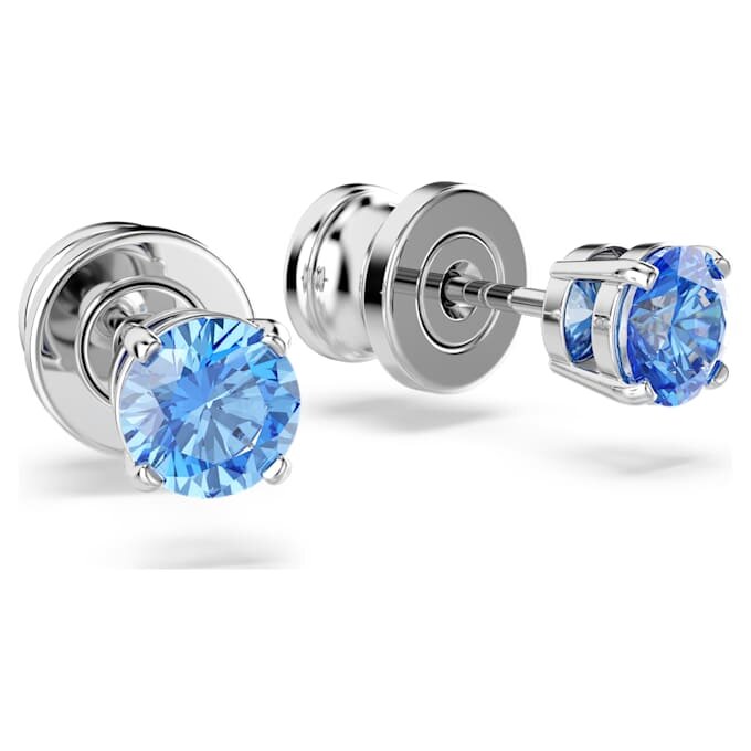 Pendientes de botón Stilla Attract, corte redondo, azules, chapados en rodio Pendientes de botón Stilla Attract, corte redondo, azules, chapados en rodio
