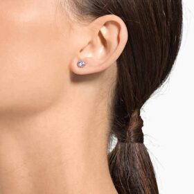 Pendientes de botón Stilla Attract, corte redondo, blancos, chapados en rodio Pendientes de botón Stilla Attract, corte redondo, blancos, chapados en rodio