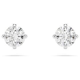 Pendientes de botón Stilla Attract, corte redondo, blancos, chapados en rodio Pendientes de botón Stilla Attract, corte redondo, blancos, chapados en rodio