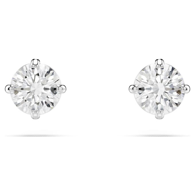 Pendientes de botón Stilla Attract, corte redondo, blancos, chapados en rodio Pendientes de botón Stilla Attract, corte redondo, blancos, chapados en rodio