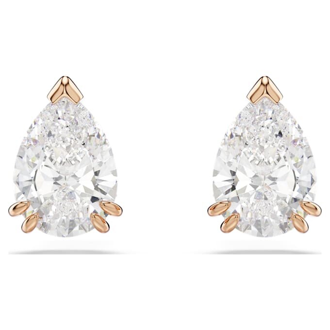 Pendientes de botón Stilla con corte de pera, blancos, chapados en tono oro rosa Pendientes de botón Stilla con corte de pera, blancos, chapados en tono oro rosa