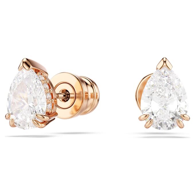 Pendientes de botón Stilla con corte de pera, blancos, chapados en tono oro rosa Pendientes de botón Stilla con corte de pera, blancos, chapados en tono oro rosa