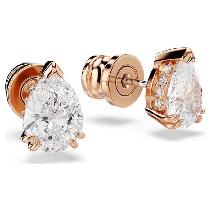 Pendientes de botón Stilla con corte de pera, blancos, chapados en tono oro rosa Pendientes de botón Stilla con corte de pera, blancos, chapados en tono oro rosa