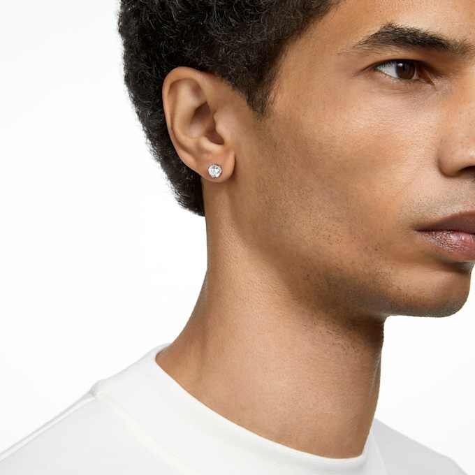 Pendientes de botón Stilla, corte redondo, blancos, chapados en rodio Pendientes de botón Stilla, corte redondo, blancos, chapados en rodio