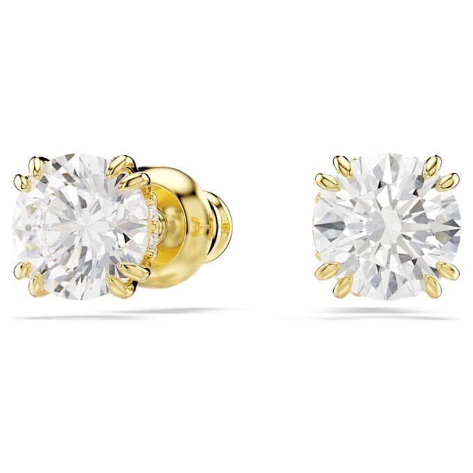 Pendientes de botón Stilla, corte redondo, blancos, chapados en tono dorado Pendientes de botón Stilla, corte redondo, blancos, chapados en tono dorado
