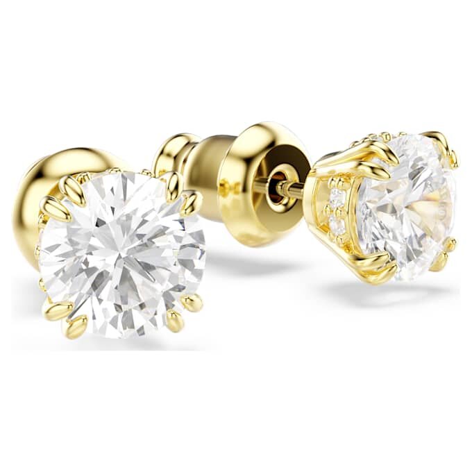 Pendientes de botón Stilla, corte redondo, blancos, chapados en tono dorado Pendientes de botón Stilla, corte redondo, blancos, chapados en tono dorado
