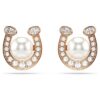 Pendientes de botón Symbolica con perla de cristal, pavé, herradura, blanco, chapado en tono oro rosa Pendientes de botón Symbolica con perla de cristal, pavé, herradura, blanco, chapado en tono oro rosa