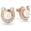 Pendientes de botón Symbolica con perla de cristal, pavé, herradura, blanco, chapado en tono oro rosa Pendientes de botón Symbolica con perla de cristal, pavé, herradura, blanco, chapado en tono oro rosa