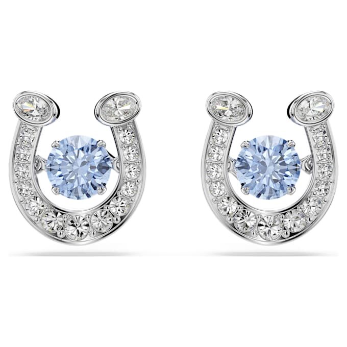 Pendientes de botón Symbolica, corte redondo, pavé, herradura, azul, chapados en rodio Pendientes de botón Symbolica, corte redondo, pavé, herradura, azul, chapados en rodio