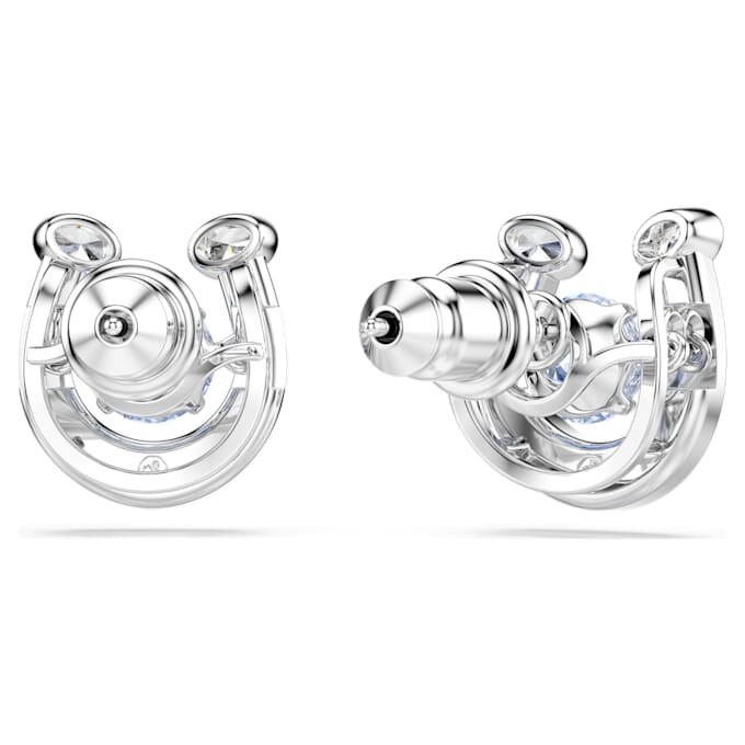 Pendientes de botón Symbolica, corte redondo, pavé, herradura, azul, chapados en rodio Pendientes de botón Symbolica, corte redondo, pavé, herradura, azul, chapados en rodio