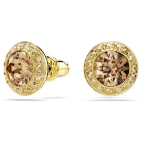 Pendientes de botón Una Angelic, corte redondo, color caramelo, chapado en tono dorado