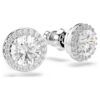 Pendientes de botón Una Angelic, corte redondo, pavé, blancos, chapados en rodio Pendientes de botón Una Angelic, corte redondo, pavé, blancos, chapados en rodio