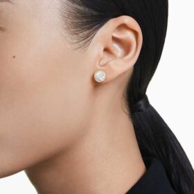 Pendientes de botón Una Angelic, corte redondo, tono dorado, chapados en tono dorado