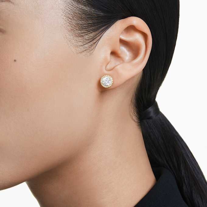 Pendientes de botón Una Angelic, corte redondo, tono dorado, chapados en tono dorado Pendientes de botón Una Angelic, corte redondo, tono dorado, chapados en tono dorado